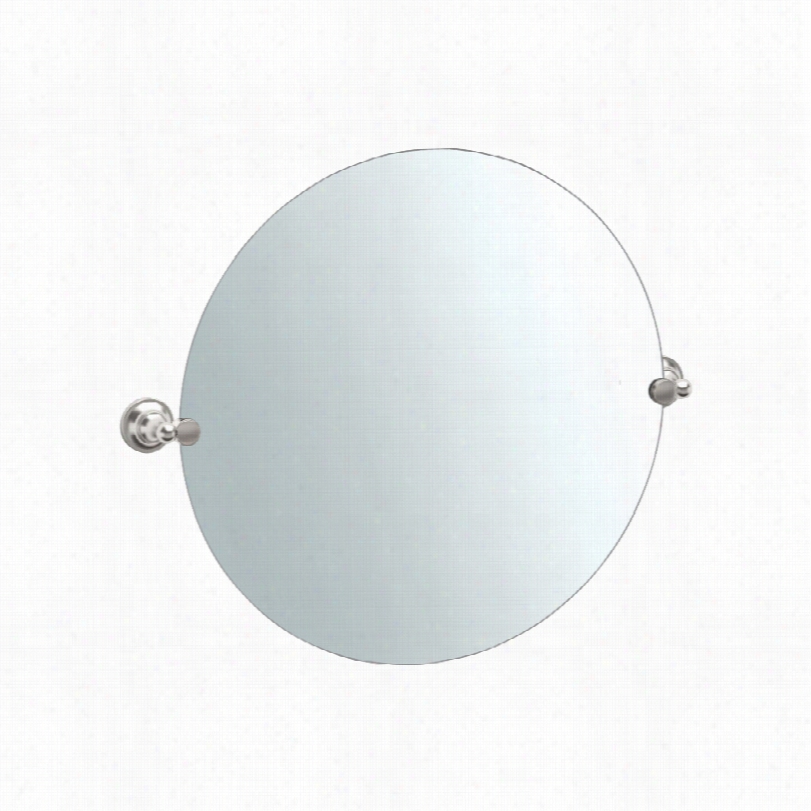 Trad Itional Gatco Tiara Modern Satin Nickel Round Wall Mirror-30x25