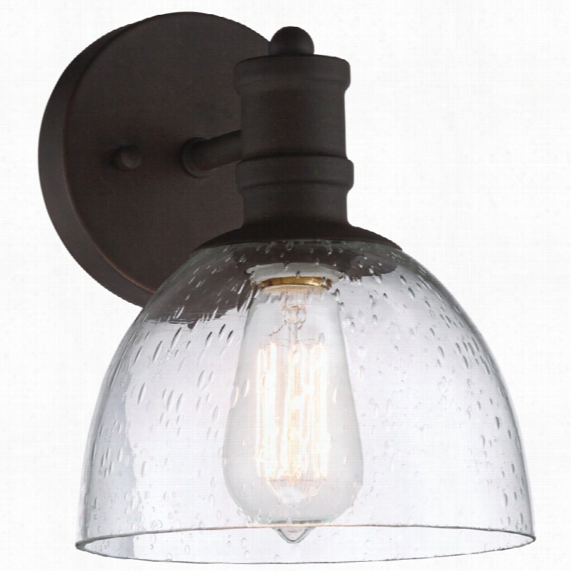 Transitional Blewcker Industrial Bronze Seedy  Glass Wall Sconce