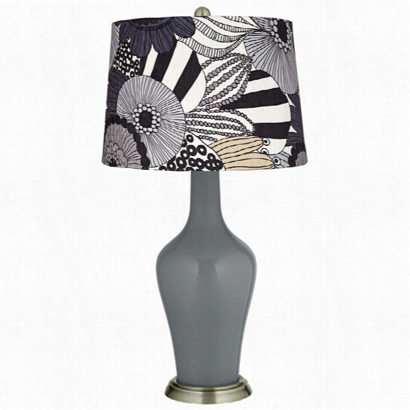 Transitional Color P1us Popp Art  Floral Software Hoary Anya Table Lamp