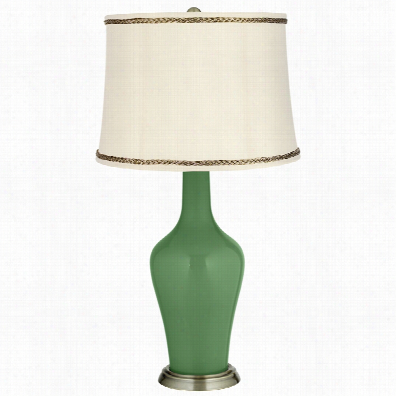 Transitional Garden Grove Brass Anya Tabble Lamp With Tiwst Trim