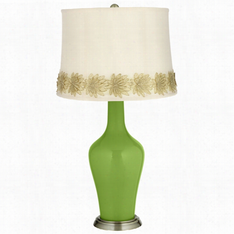 Transitional Gecko Anya Brass Table Lamp Wi Th Flower Applique State