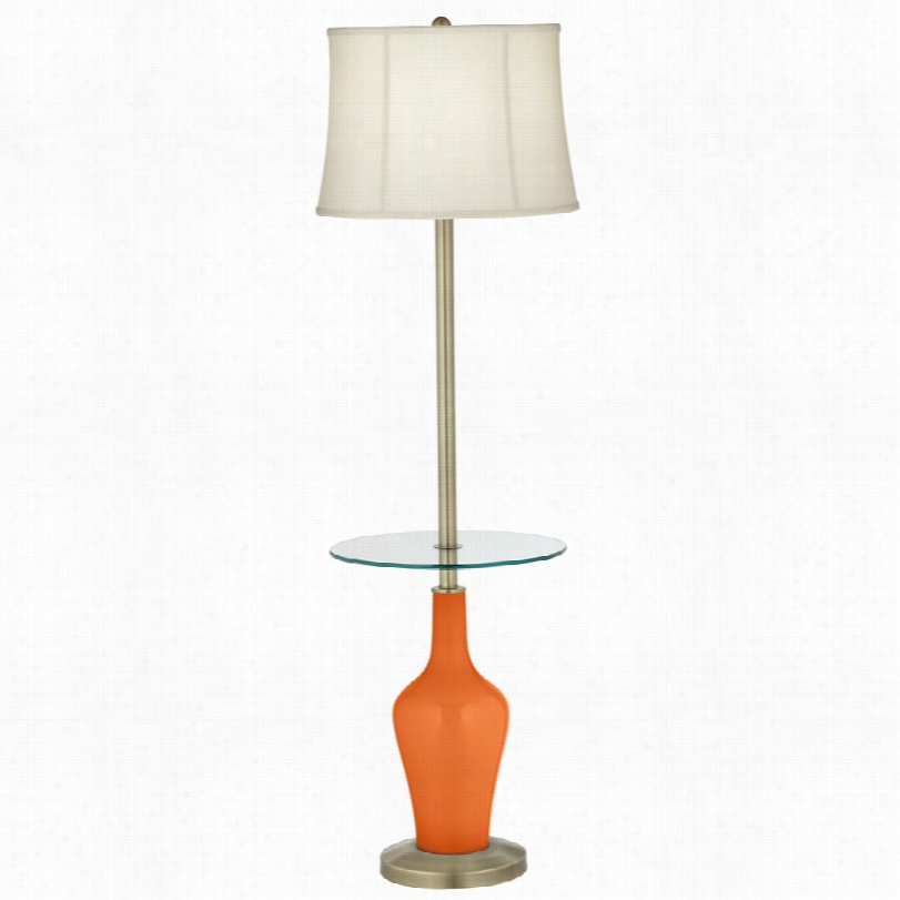 Transitional Strengthen Aya Glass Tray Table And Orange Floor Lamp