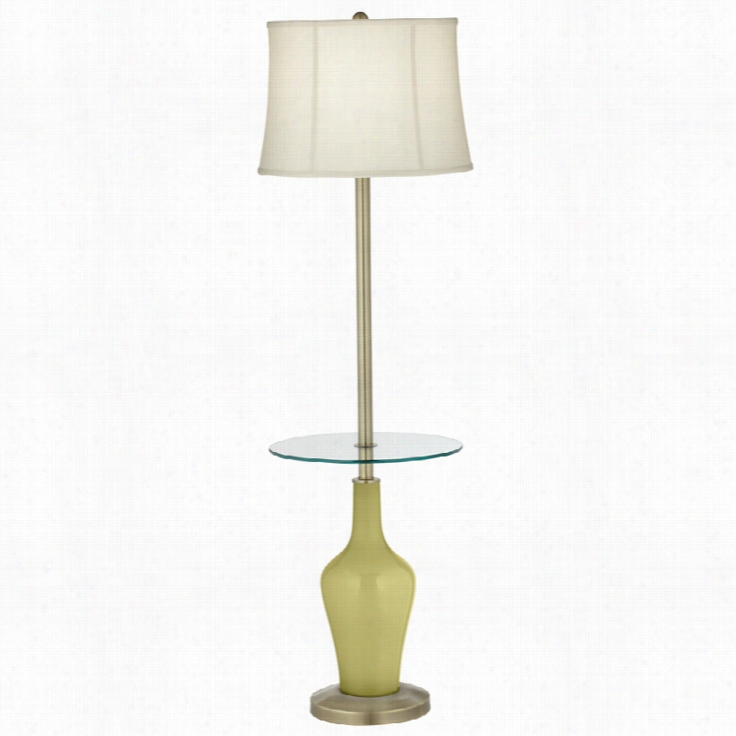 Transitional Lind En Green Anya Clear Glass Tray Table Floor Lamp