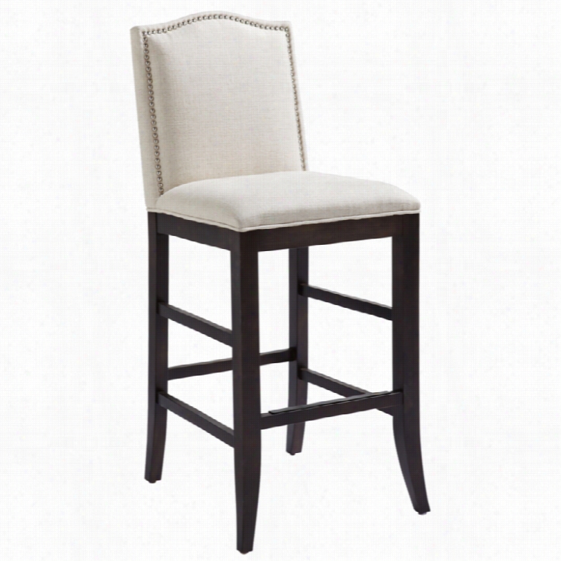 Transitional Maison 29 1/2-inch Linen Wifh Silver Bar Stool