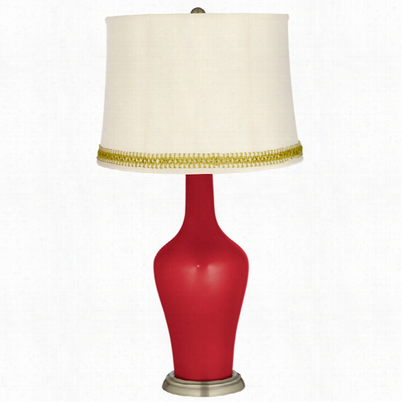 Transitional Sangria Metallic And Open Weave Trjm Anya Table Lamp