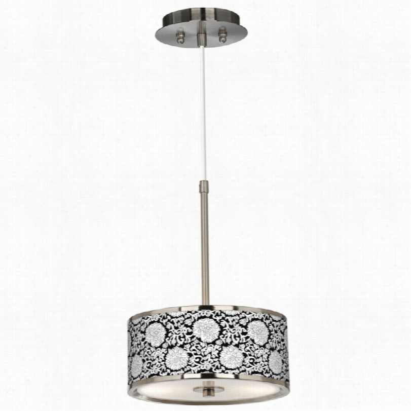 Transitional Seedling Blossom Giclee Glow Brushed Steel Pendant Light