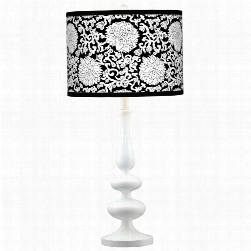 Transitional Seedling Blossom Giclee Paley Wwhite 29-inch-h Table Lamp