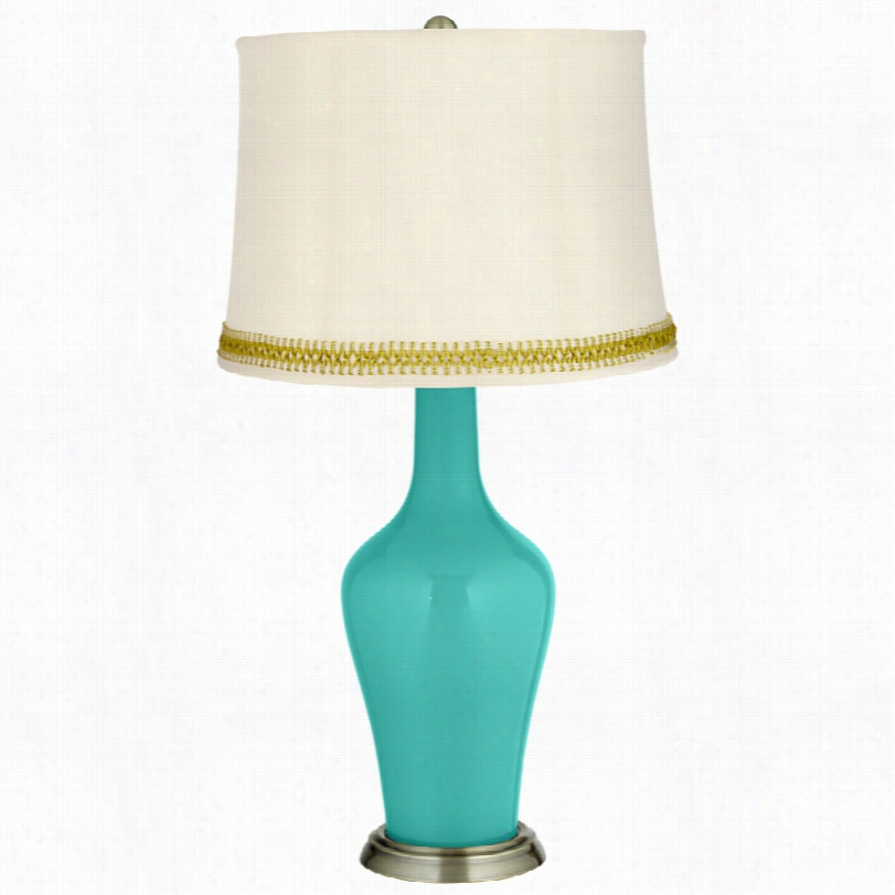 Transitional Syn Ergy Brass Anya Table Lamp With Open Weave Trim