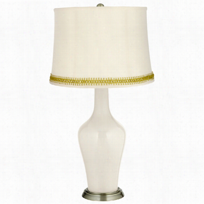 Transitional West Highland White And Open Weave Trim Anya Table  Lamp