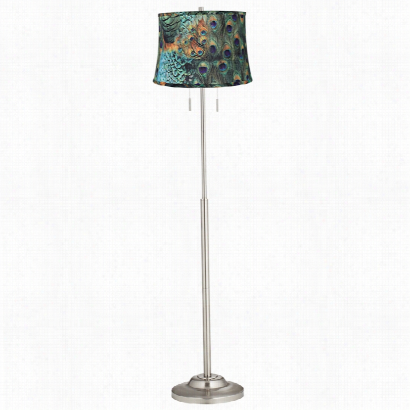 Contemproary Abba Modern Peacock Print Twin P Ull Chain Floor Lamp