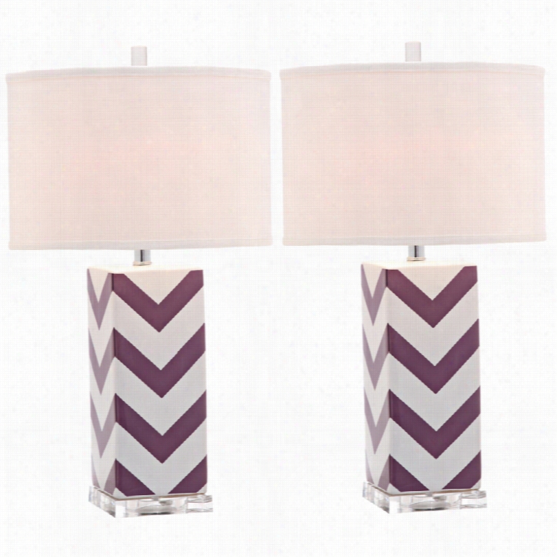 Contemporary Allstonpurple Chevorn Ceramic Set Of 2 Table Lamps