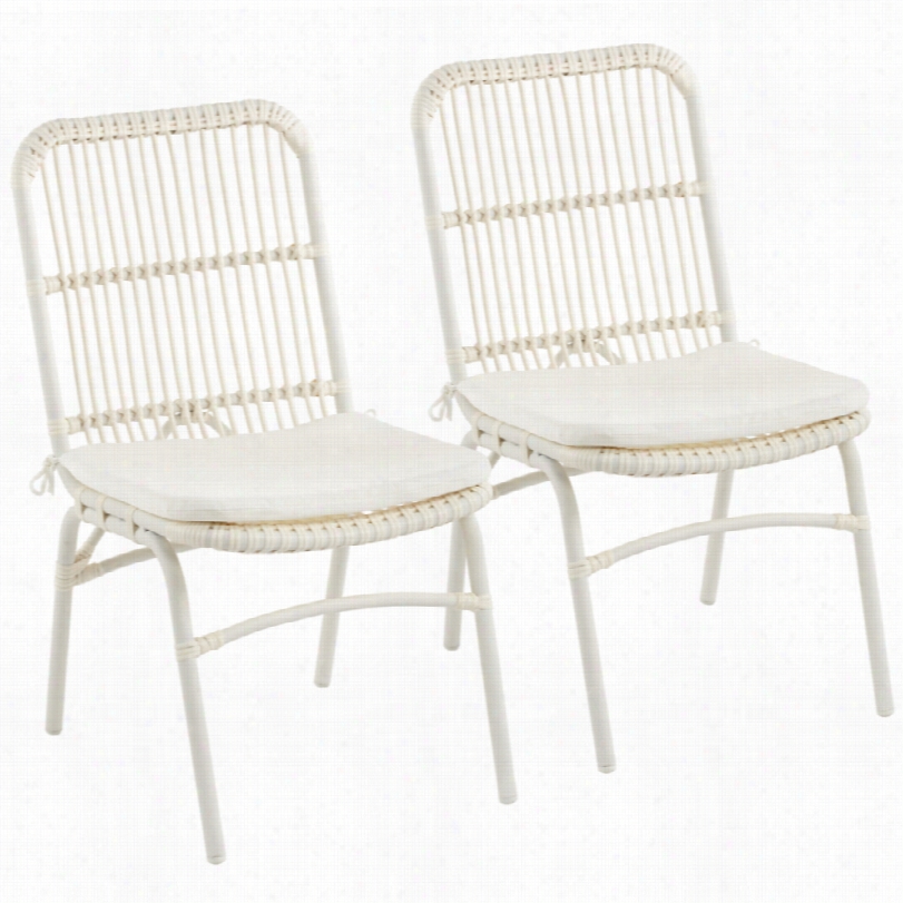 Contemporary Ambriia White 35-inch-h Set Of  2 Dining Chairs