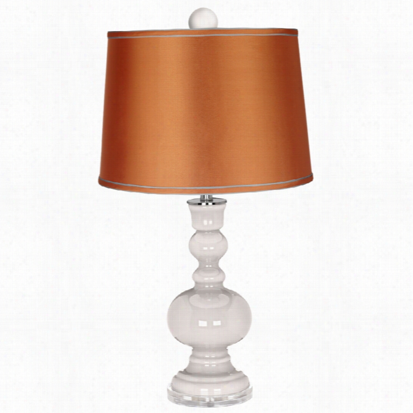 Contemporary Apothecary Finial And Satin Orange Shade Color Plus Lamp