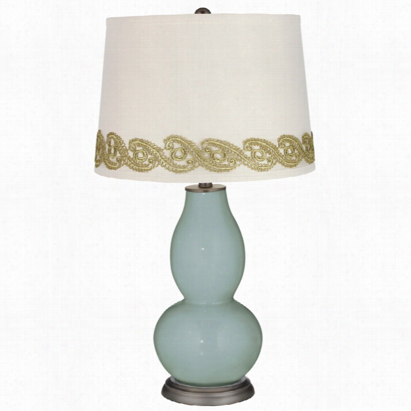 Conremporary Aqua-sphere Double Gourd Table Lamp With  Vine Lace Clip