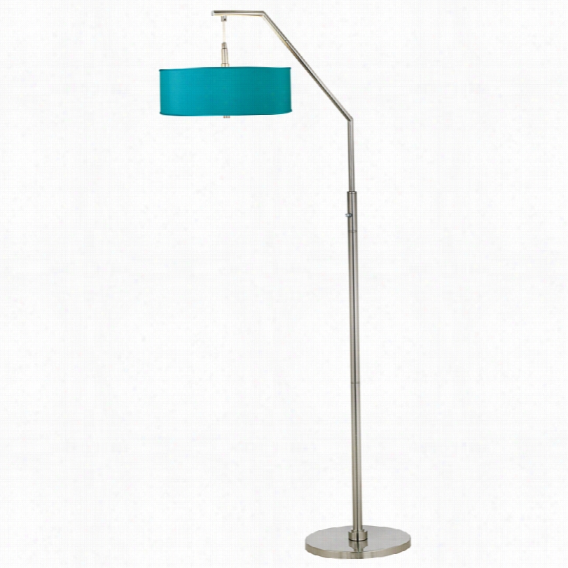 Contemporary Artisans Teal Bllue Faux Silk Shade Nickel Rc Floor Lamp