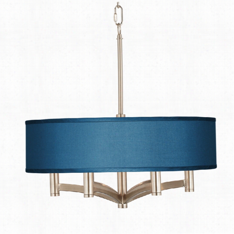 Contemporary Ava 6-light Blue Faux Siln Ickel Pendant Chandelier