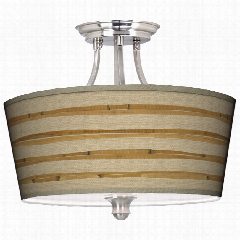 Conremporary Bamboo Wrap Art Shade Semi-flushmount Ceiling Light
