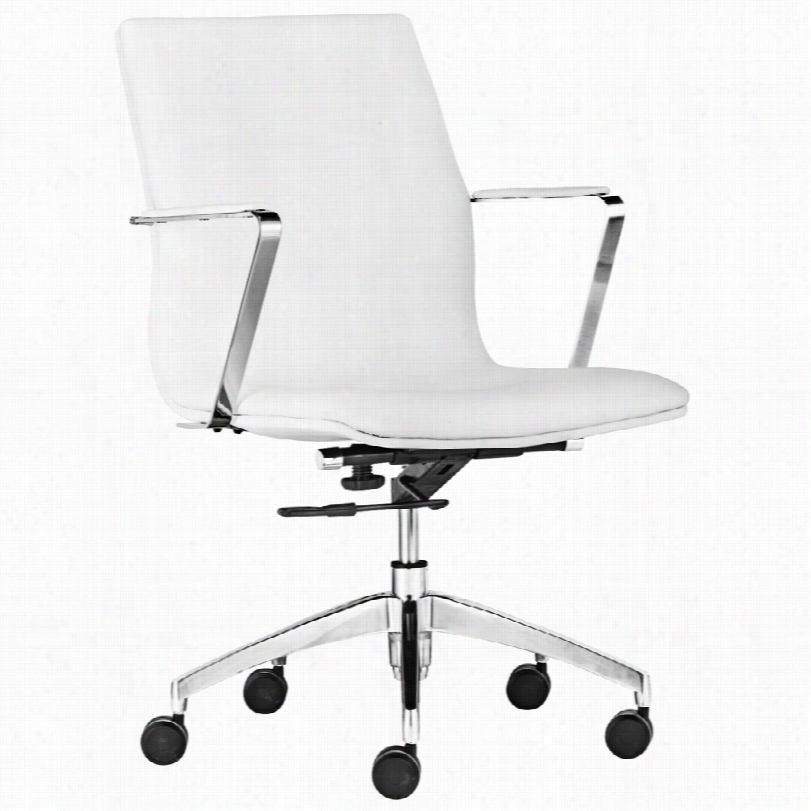 Contemporary Bernard White Leatherettte Low-bakc Office Chair