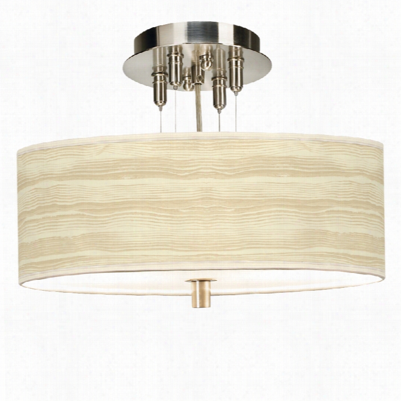 Contemporary Birch Blondeart Shade With Steel Ceiling Light