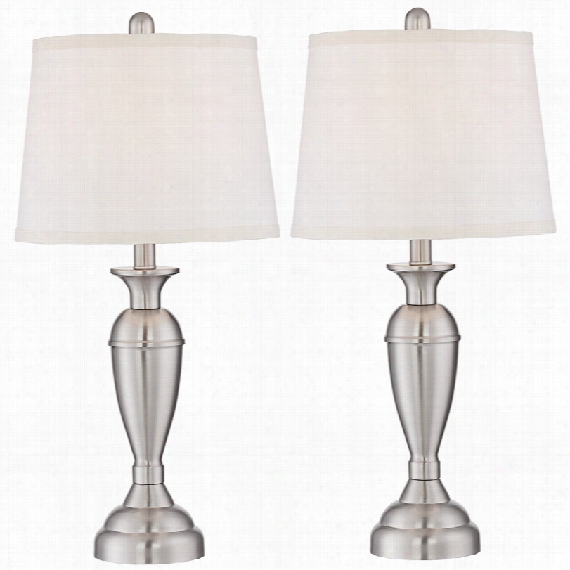 Conem Porary Blair Brushed Steel Metal Set Of 2 225-inch-h Tabld Lamp