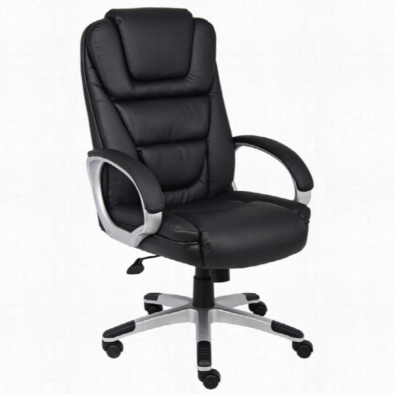 Contmeporary Bkss ""ntr"" Black Leatherplus Executory Office Chair