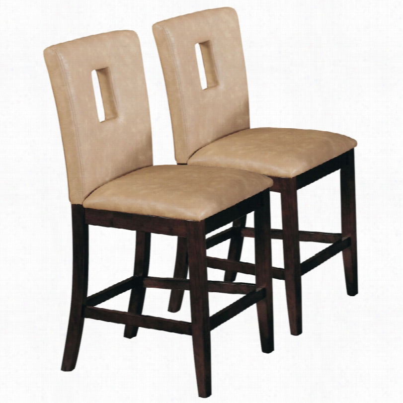 Contemporary Britney Cream Faux Leather 24-inch Set Of 2 Counter Chair
