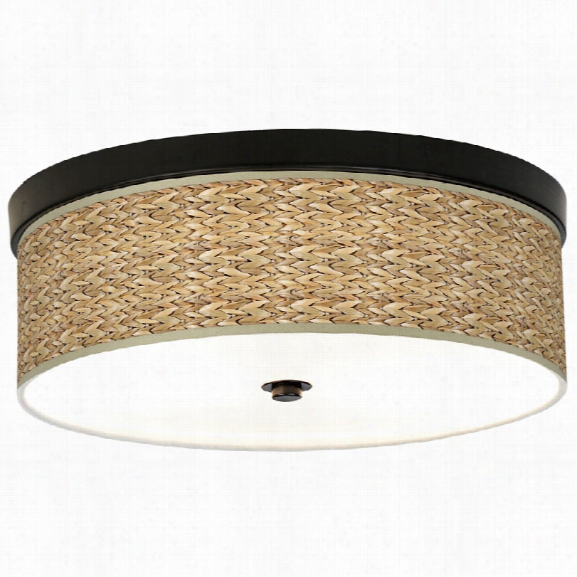 Contemporary Bronze Seagrass Shade Eergy Efficient Cf L Ceiling Light