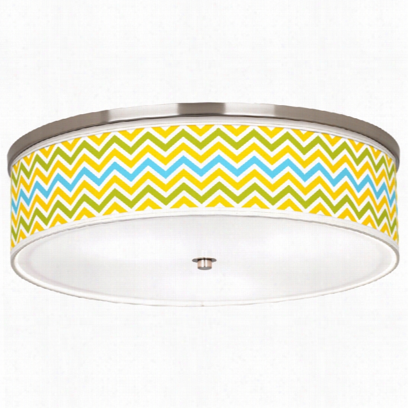 Contemporary Brushed Nickel Citrus Zig Zag 20 14/inch-w Ceiling Light