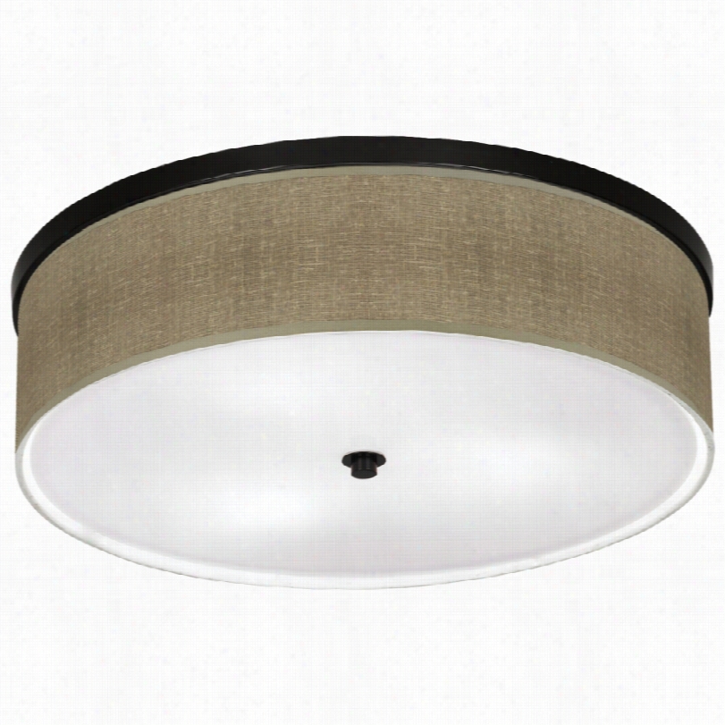 Contemporary Burlap Print Bronez Pattern 20 1/4-inch--w Ceiling Light