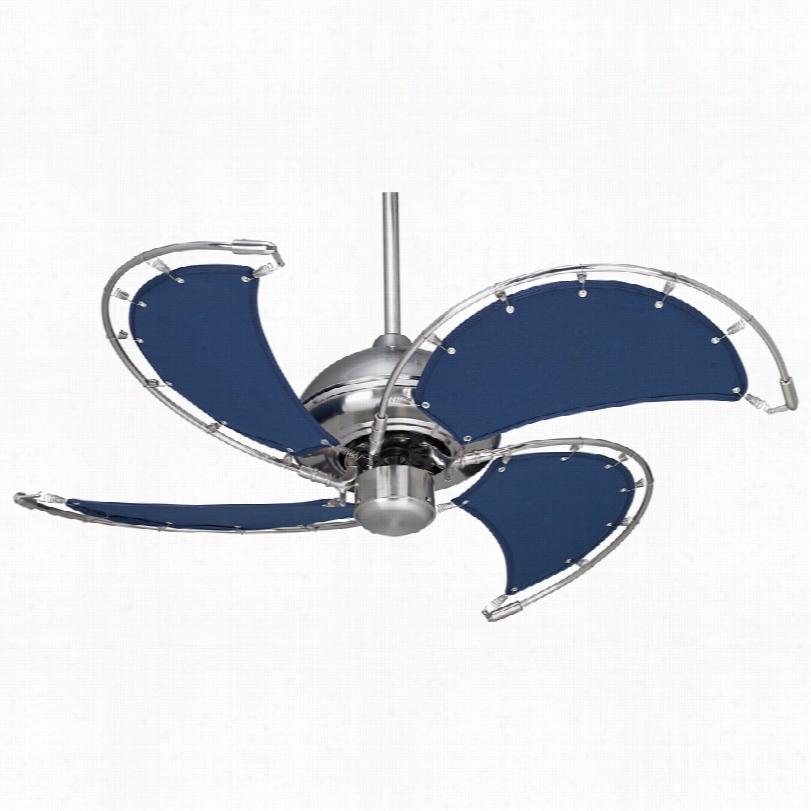 Contemporary Casw Vieja Earial Ceiling Fan - 40"" Brushed Nickel With Blue