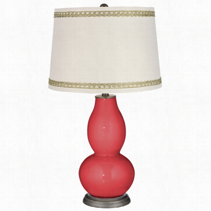 Contemporary Cayenne Double Gourd Table Lamp With Rhinesstone Lacee Trim
