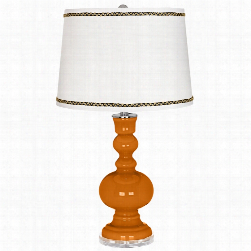 Contemporary Cinnamn Spics Apothecary Table Lamp With Ric-rac Trim