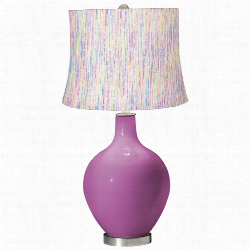 Contemporary Color Plus Candy-stripe Sshade Radiant Orchid Ovo Table Lamp