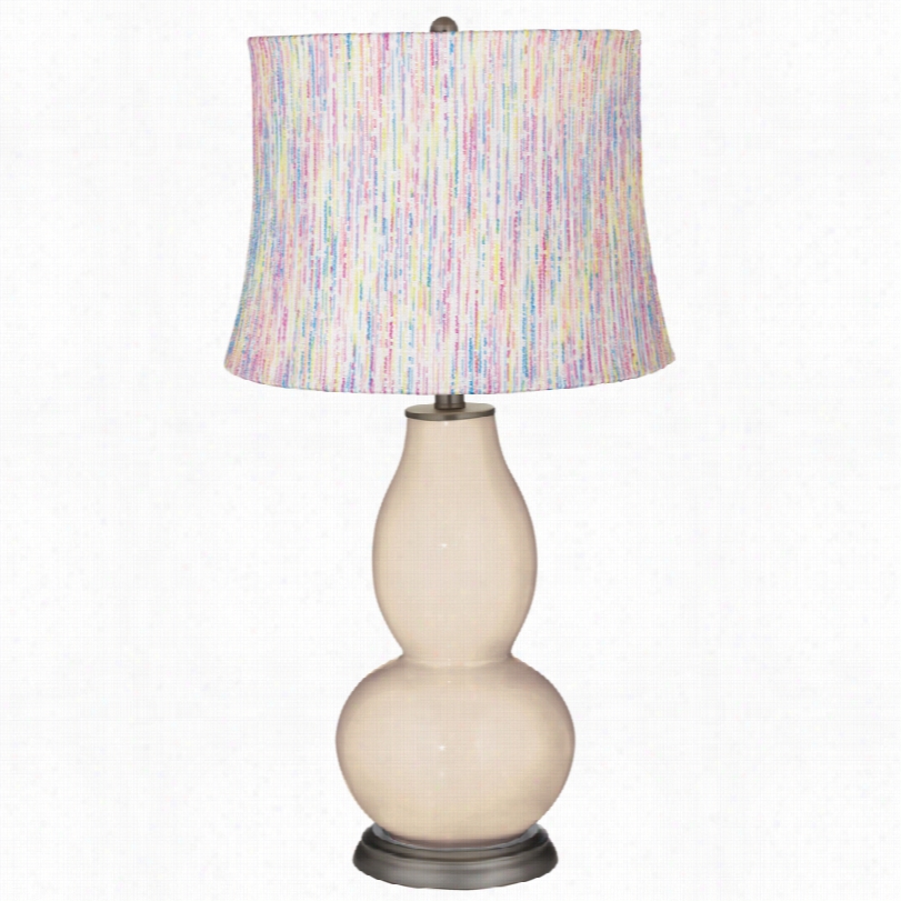 Contemporary Color Plus Candy-stripe Stemaed Milk Double  Gourd Table Lamp