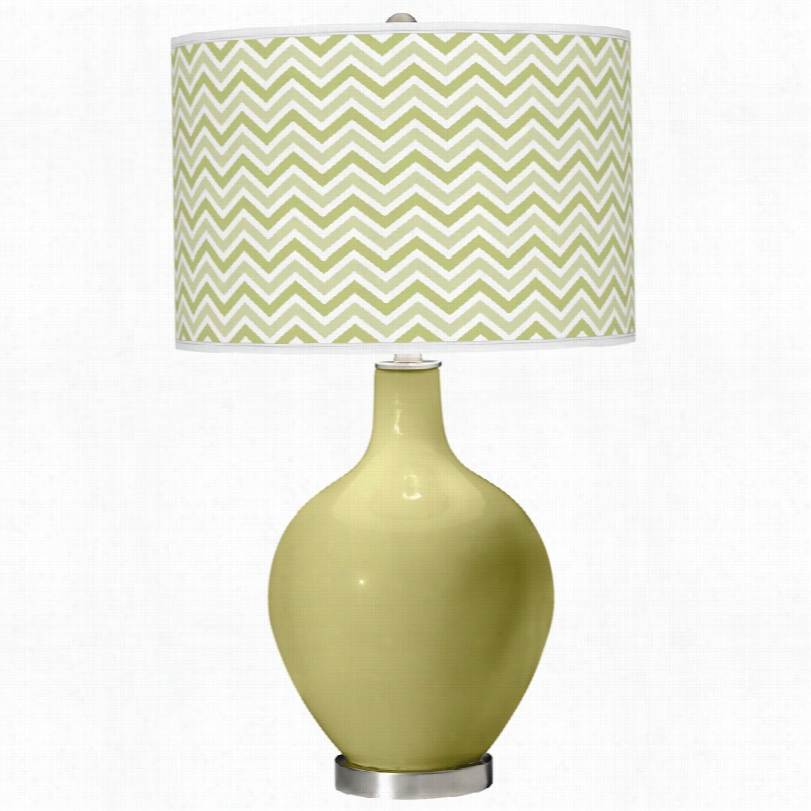 Contemporary Color Plus Linden Unseasoned Glass Narrow Zig Zag Ovo Table Lamp