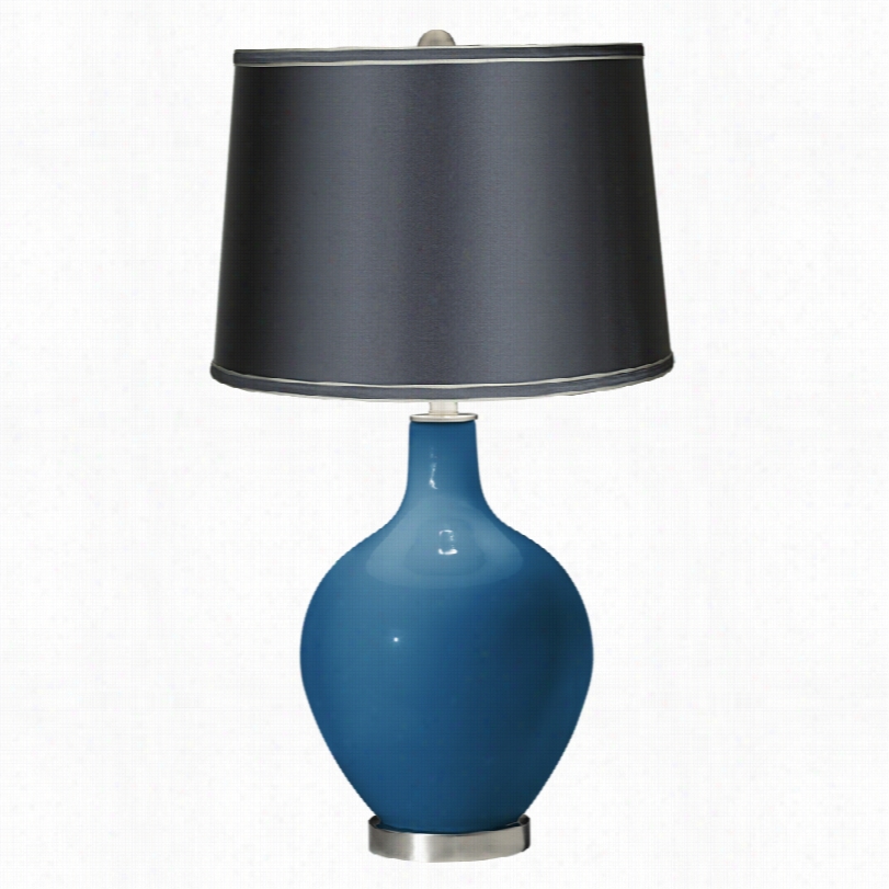 Contemporary Color P Lus Mykonos Blue Wiith Dark Gray Shade Ovo Table Lamp