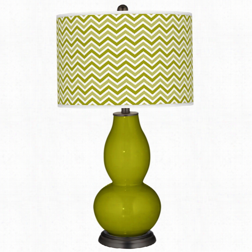 Contemporarg Color Plus  Olive Green With Narrow Zig Zag Shade Table Lamp