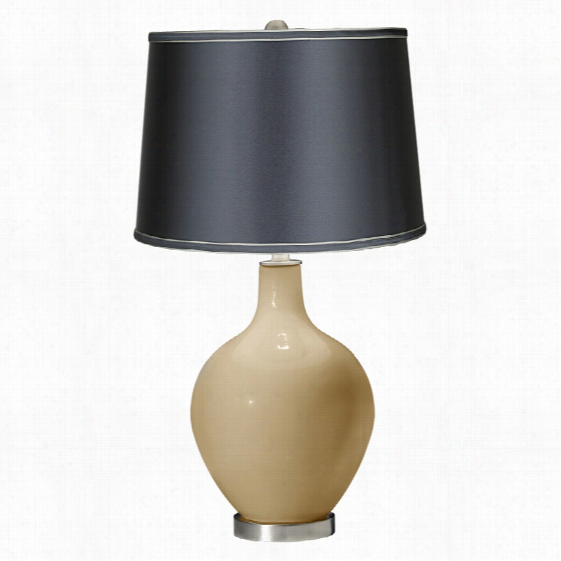 Contemporary Colo R Plus Ovo Coloniap Tan Dark Gray Shade Table Lamp