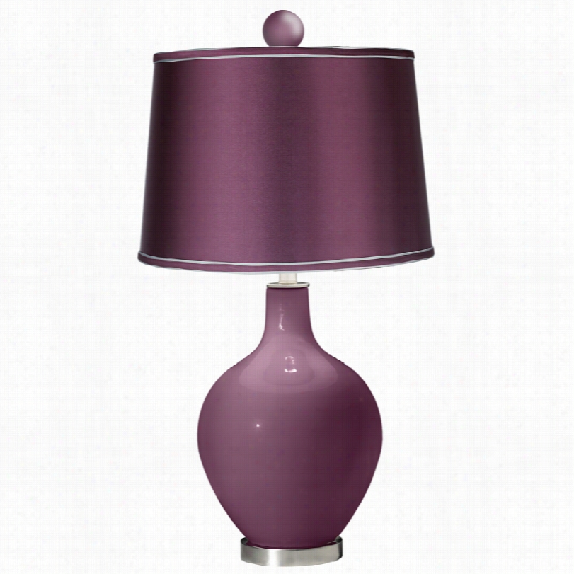 Contemporary Color Plus Ovo Graape Harvest Gass Satin Eggplant Table Lamp