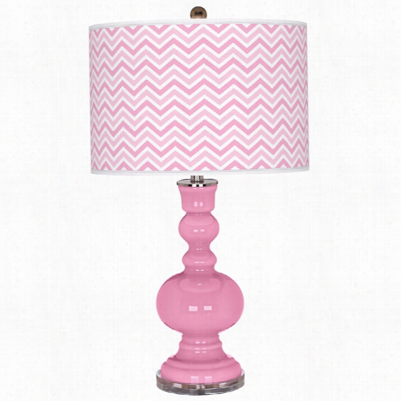 Contemporary Color Plus Pale Pink With Narrow Zig Zag Shade Flat Lamp