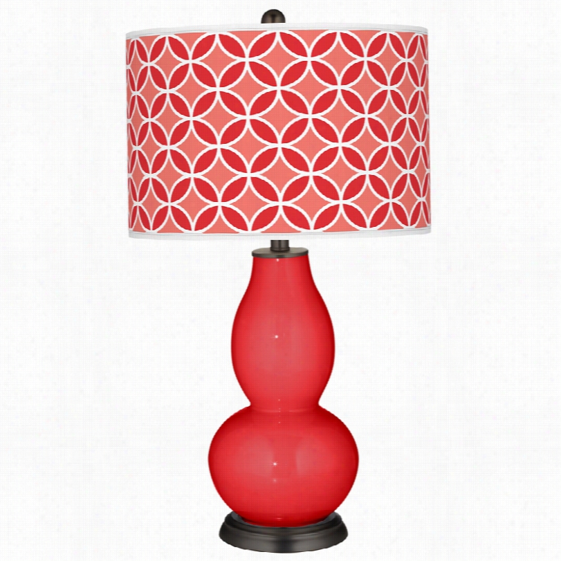 Cobtemporary Color Plus Poppy Red With Fold Gourd Glass Table Lamp