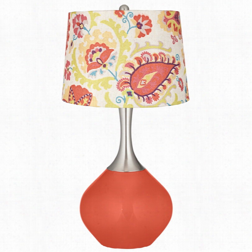 Contemporary Collr Plus Red Suzani Shade Koi Orange Spencer Table Lamp