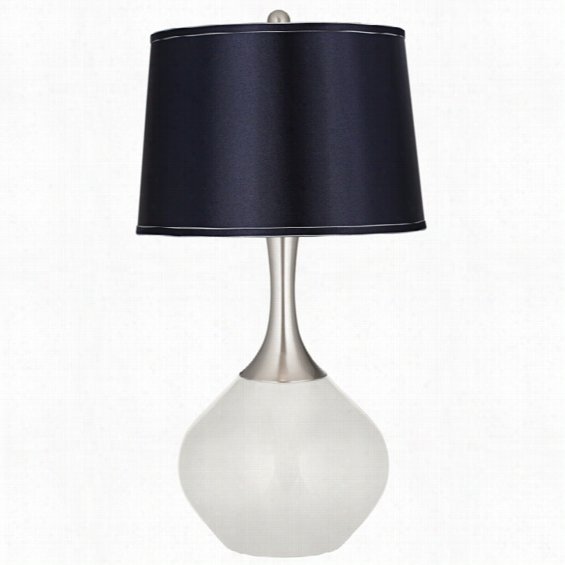 Contemporary Color Plus Satin Navy Shde Winter White Spencer Table Lamp