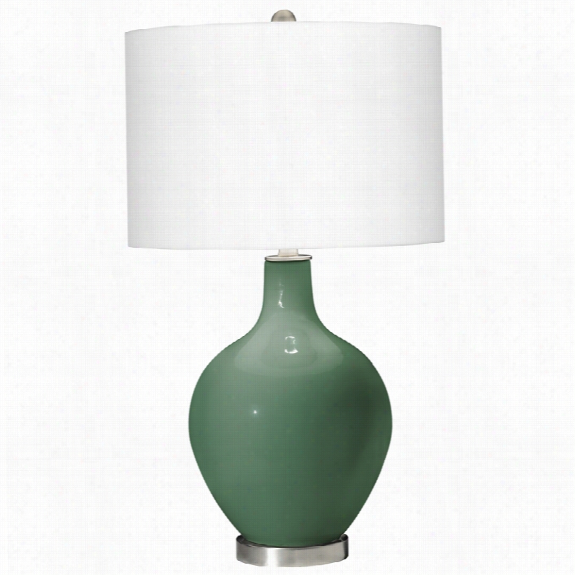 Contemporary Comfreey Gteen White Linen Shade 28 1/2-inch-h Ovo Table Lamp