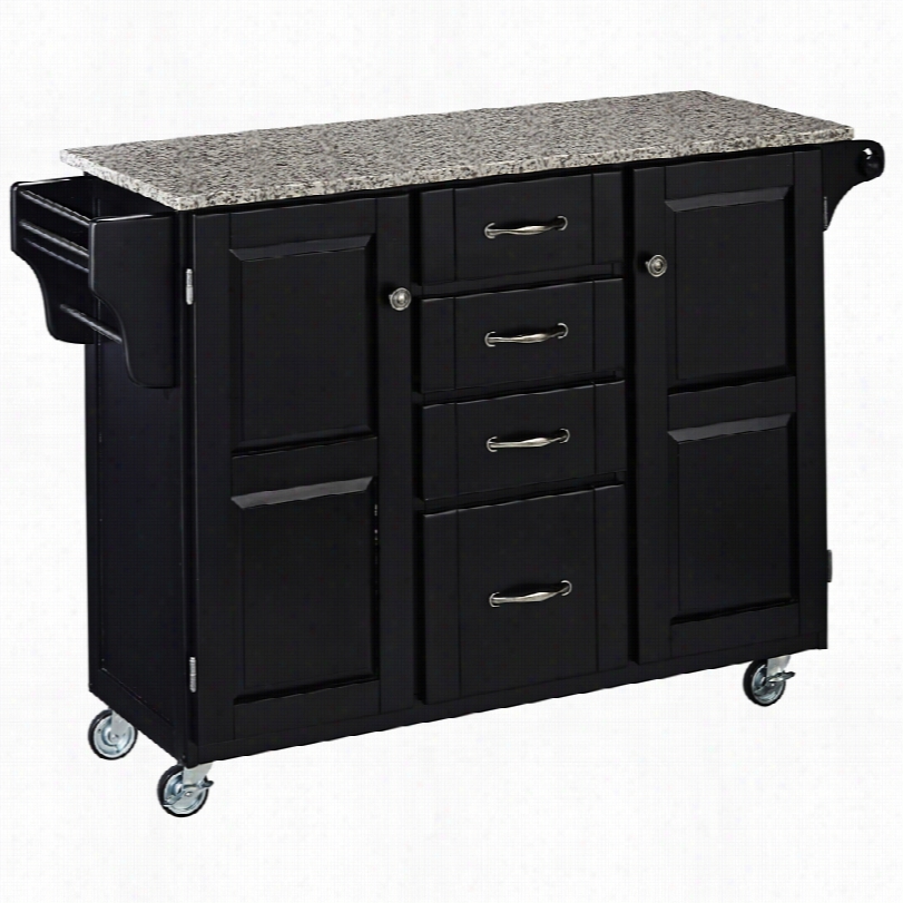 Contemporary Coolidge Granite  Top Black Wood 2-door Kitchen Cart