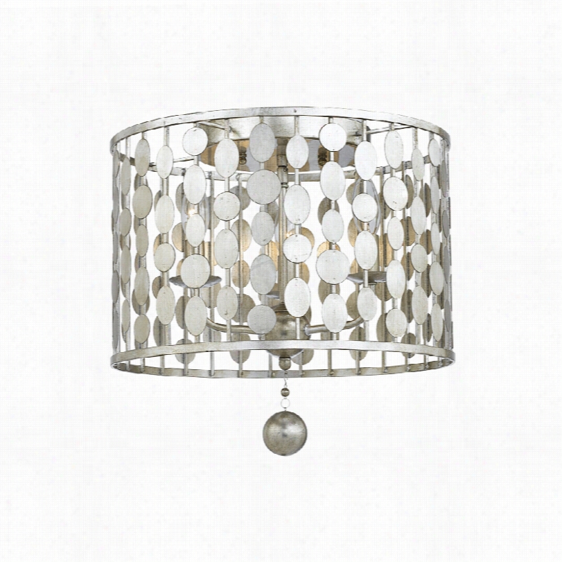 Contemporary Crystorama Layla Antique Silver 15-inch-w Ceiling Light