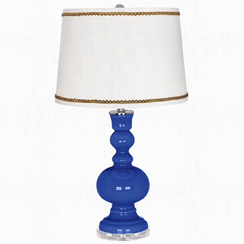 Contemporary Dazzling Blue Apothecary Table Lamp  With  Twidt Scroll Trim