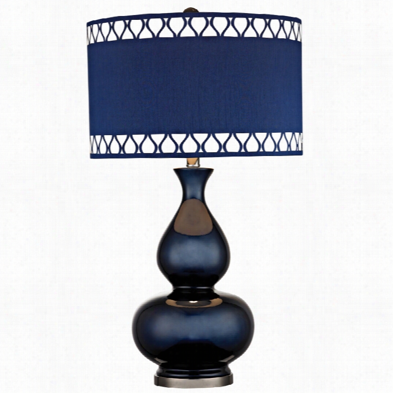 Contemporary Dimond Heathfielld Nav Y Blue Glass 28-inch-h Atble Lamp