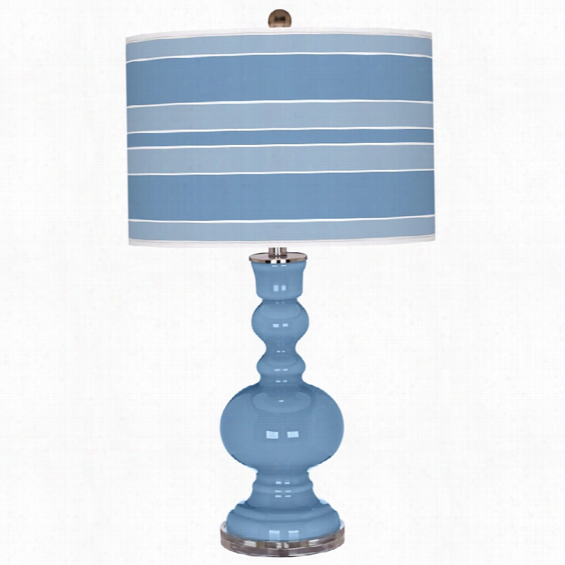 Cojtemporay Dusk Blue With Bold Stripe Apothecary Color Plus Table Lamp