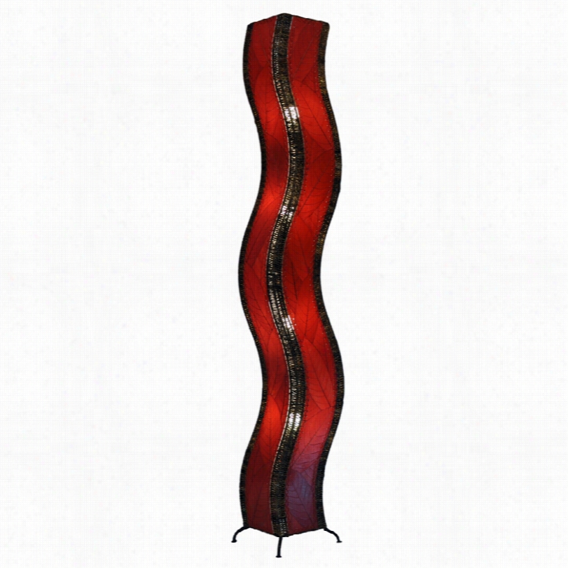 Contempoary Eaangee Wave Red Cocoa Leaves Giant Tower Floor Lamp
